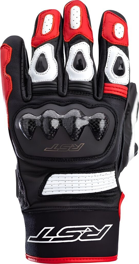 RST Freestyle II Guanti Moto Uomo/Donna - Traspiranti, Colore Nero/Bianco/Rosso, Taglia S