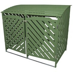 MonsterShop Cache-poubelle double en bois vert