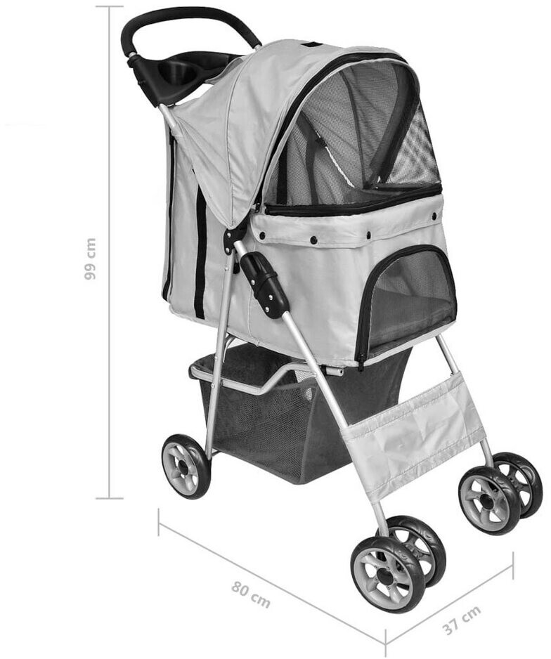 vidaXL Poussette pour chien Grey vidaXL Poussette pour chien Grey