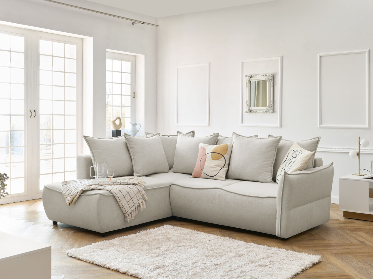 Bobochic Canapé d'angle gauche Leon beige