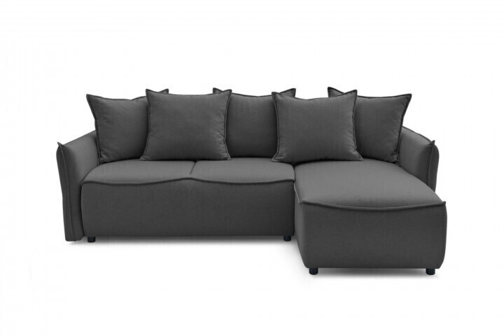 Bobochic Canapé d'angle droit 4 places Leon gris foncé