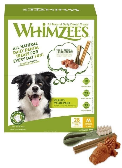 Whimzees Dental snack Variety Value Box M 28 treats