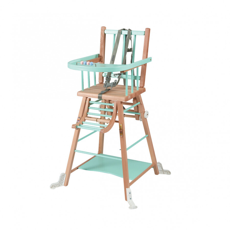 Combelle Chaise haute transformable Marcel vert menthe/naturel