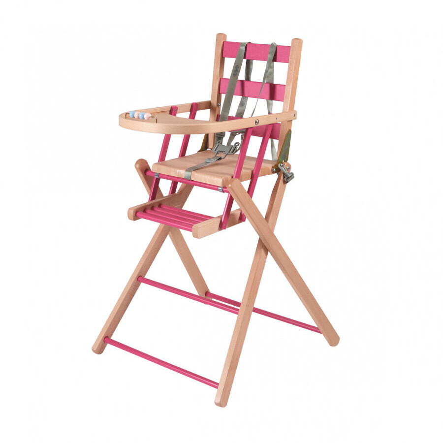 Combelle Chaise haute pliante Sarah fuchsia/naturel