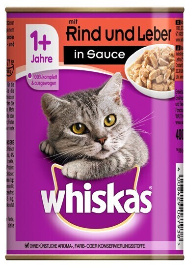 Whiskas Adult cat 1+ Beef and Liver in sauce canned food 400g