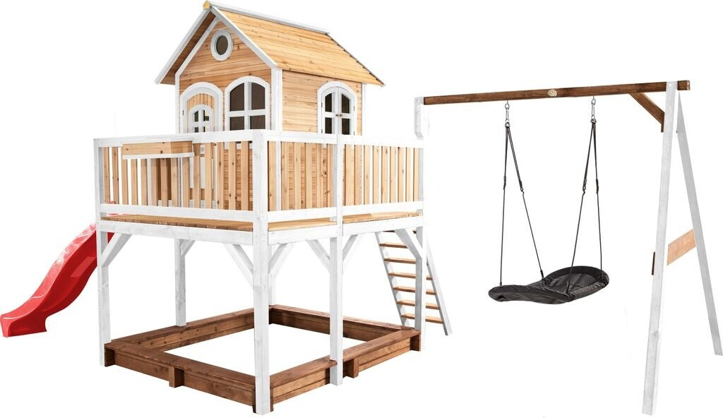 AXI Liam play house brown/white with slide, sand box and Roxy nest-swing