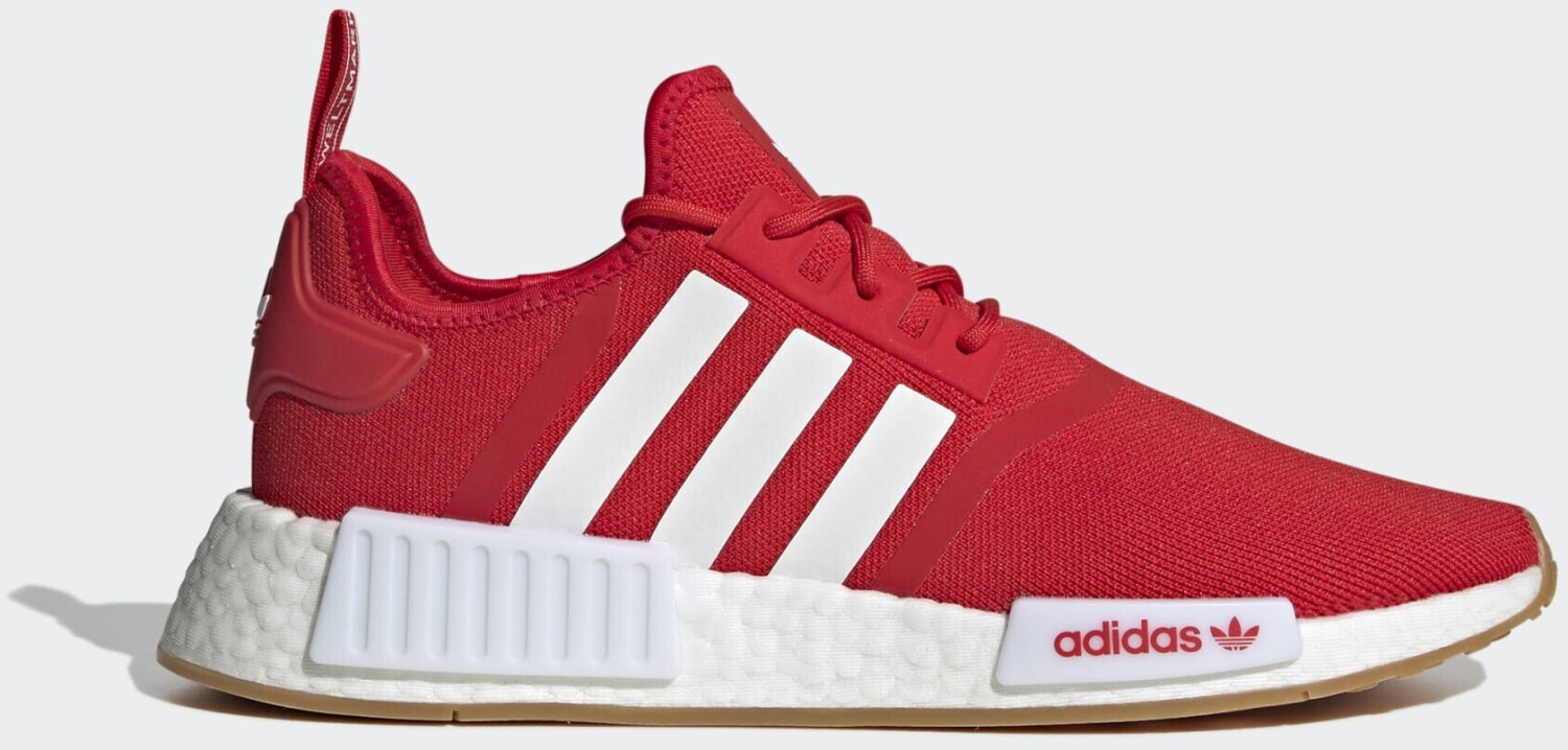 Adidas nmd r1 men's white and red outlet