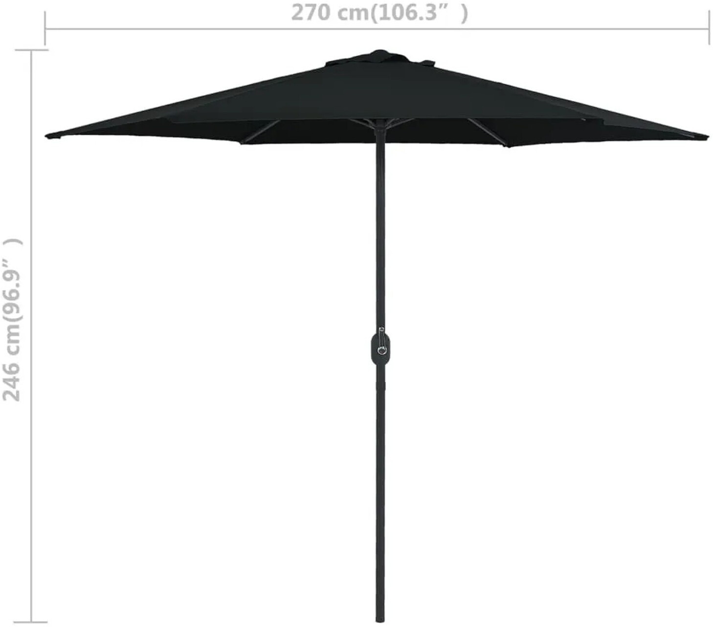 vidaXL Sonnenschirm mit Aluminium-Mast 270x246cm schwarz (47350)