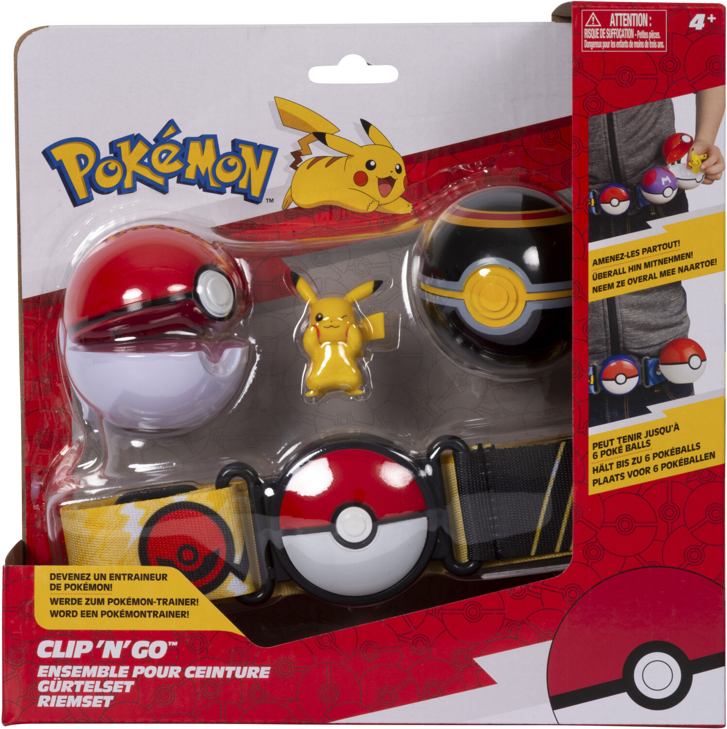 Pokémon Clip & Go Gürtel-Set – Mit Pikachu Figur, Pokéball & Luxusball, Offiziell Lizenziert