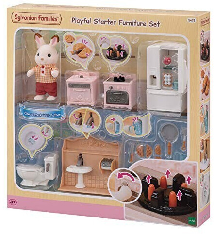 Sylvanian Families Playful Starter Furniture Set with Chocolate Rabbit Father (5479)