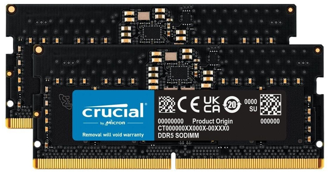Crucial - DDR5 - kit - 32 Go: 2 x 16 Go - DIMM 288 broches - 4800 MHz /  PC5-38400 - CL40 - 1.1 V - mémoire sans tampon - non ECC - Mémoire RAM -  Achat & prix