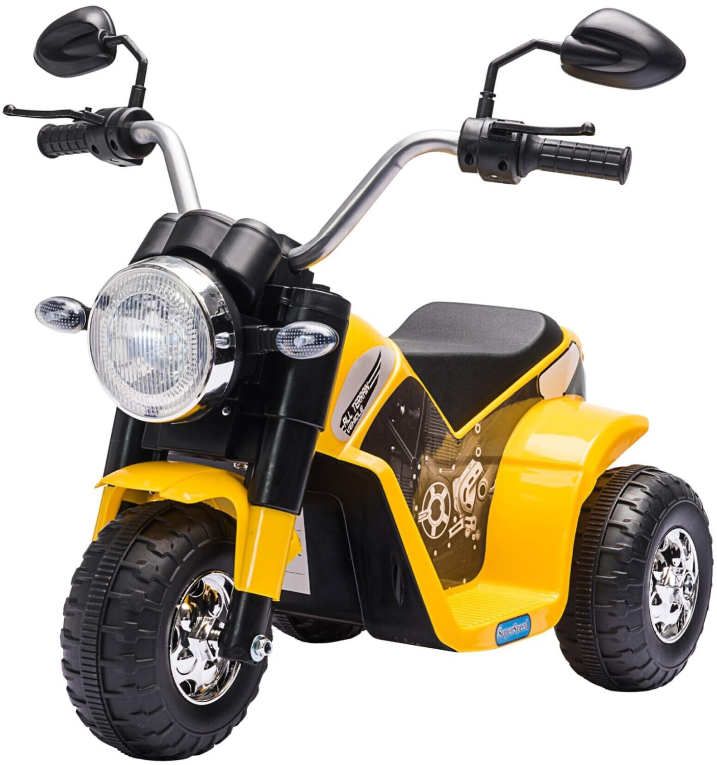 HomCom Moto électrique enfant chopper tout-terrain 6 V 20 W jaune (370-188V90YL)