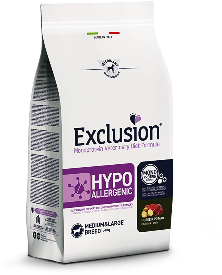 Exclusion Hypoallergenic dog medium and large breed Horse and Potato dryfood (12kg)