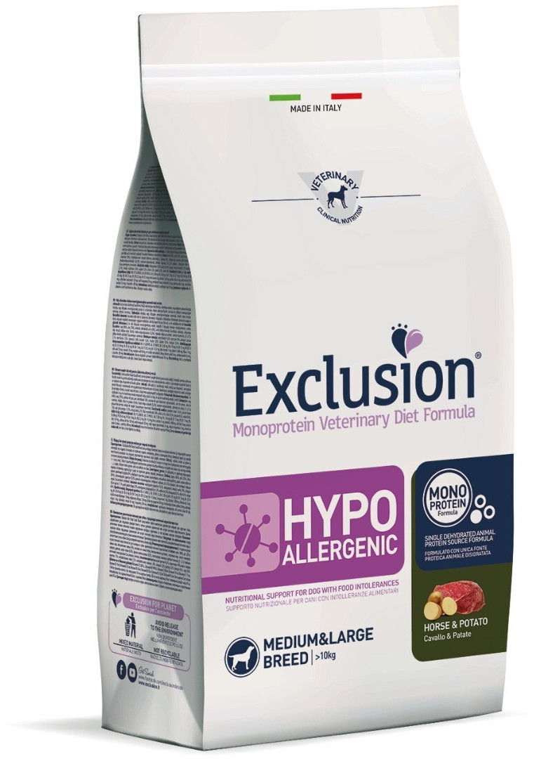Exclusion Hypoallergenic dog medium and large breed Horse and Potato dryfood