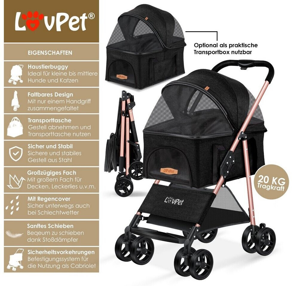 Lovpet Poussette pour chien Black Lovpet Poussette pour chien Black