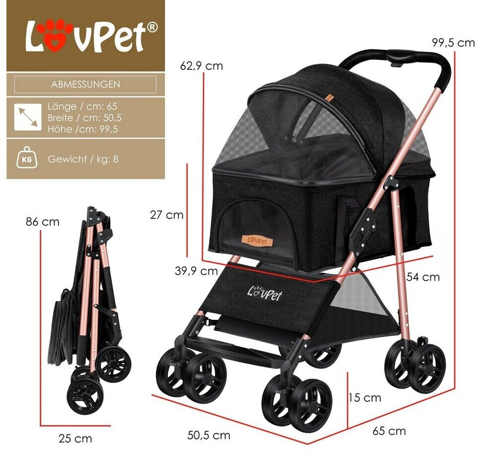Lovpet Poussette pour chien Black Lovpet Poussette pour chien Black