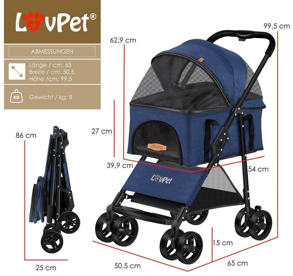Lovpet Poussette pour chien Blue Lovpet Poussette pour chien Blue