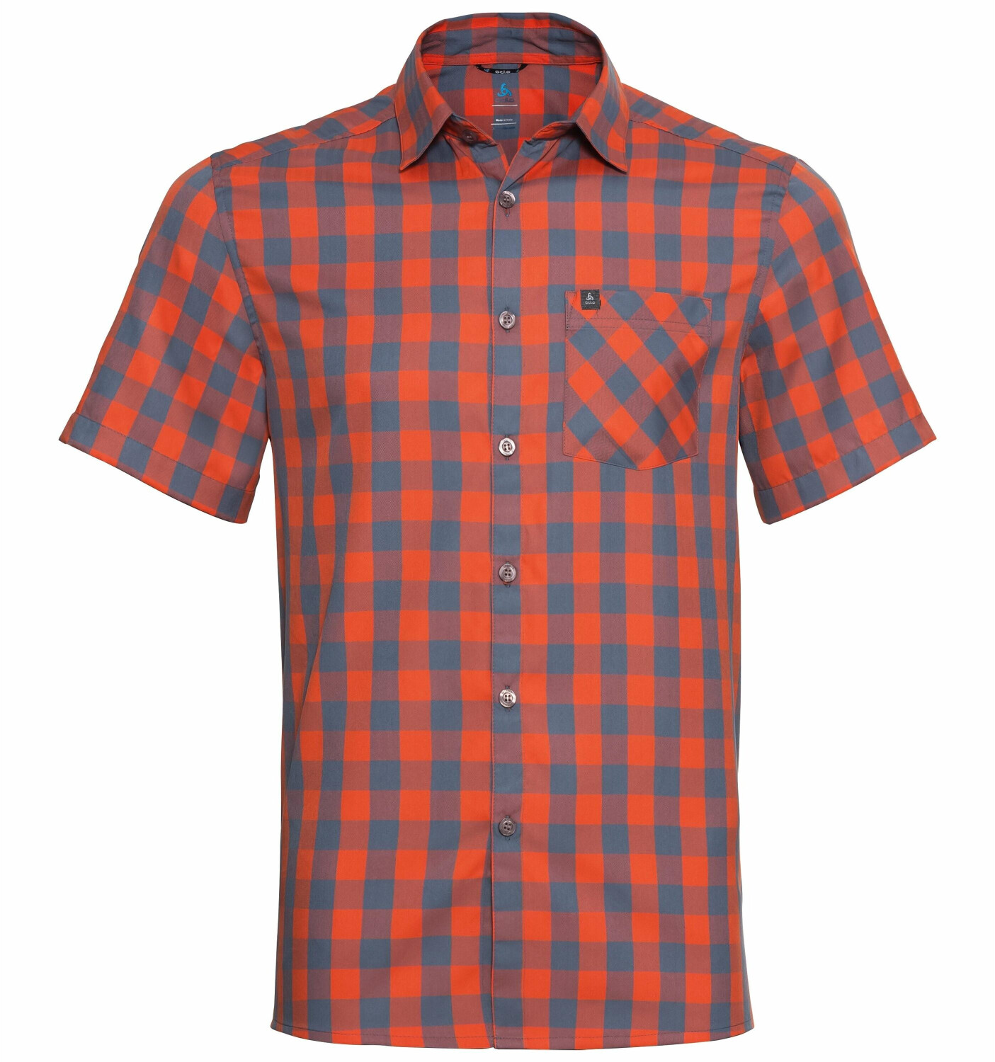 Odlo Mythen S/S Men (594832) mandarin red - china blue - check