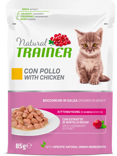 Natural Trainer Kitten&Young Chunks in Gravy with Chicken (85g)