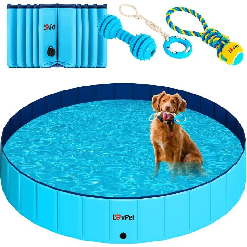 Lovpet Foldable Dog Pool 160x30cm Light Blue