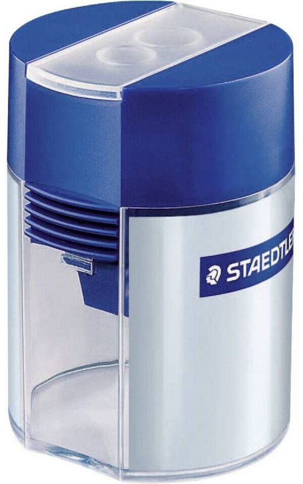 Staedtler taille-crayon, métal, avec réservoir cylindrique, pour crayon à  papier standard, 511 001, Bleu, Argent