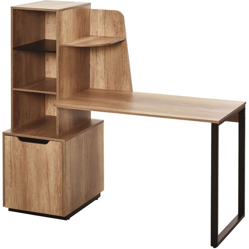 HomCom Bureau étagère 2 en 1 couleur bois