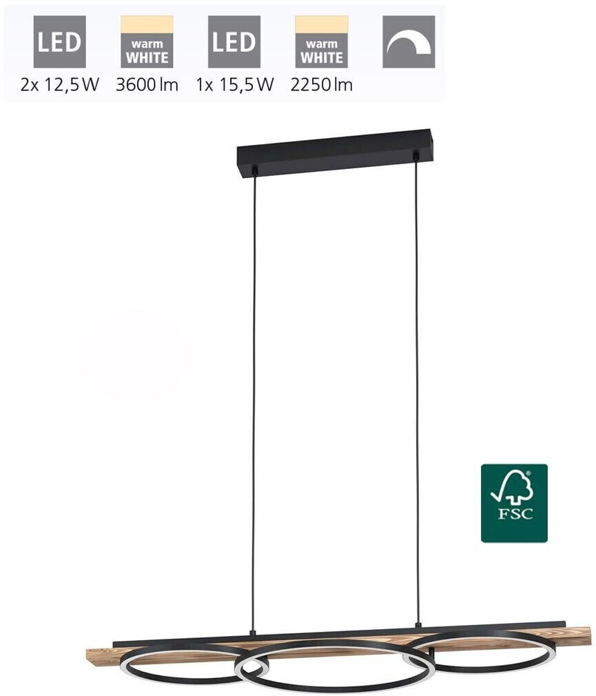 Eglo LED Pendelleuchte Boyal Schwarz | bei 125W/3600lm 3 € und 196,68 x ab Braun-antik Preisvergleich