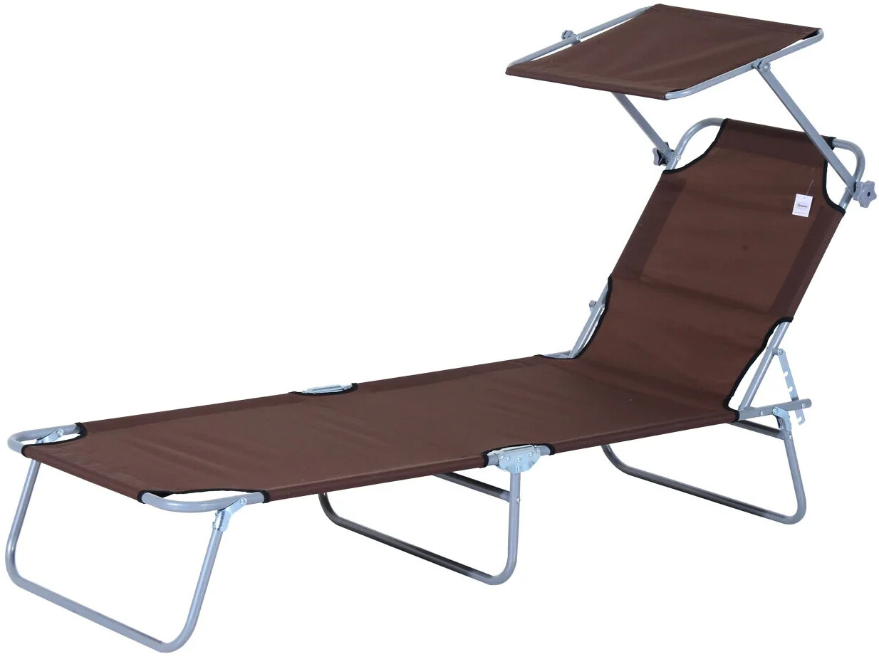 Outsunny Sonnenliege mit Sonnenschutz 187x58x27cm braun ab 34,11