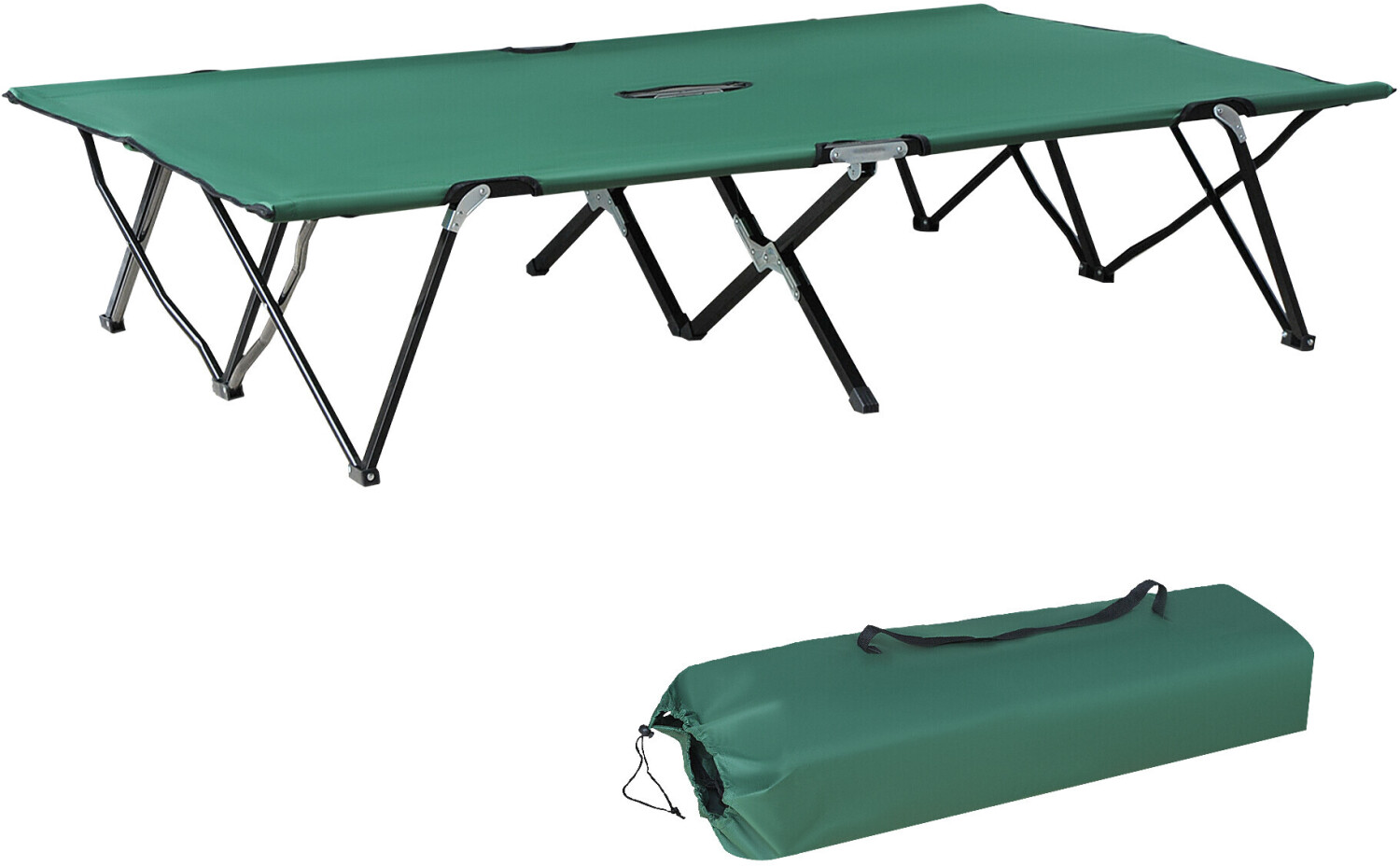 Outsunny Camping bed foldable for 2 people green