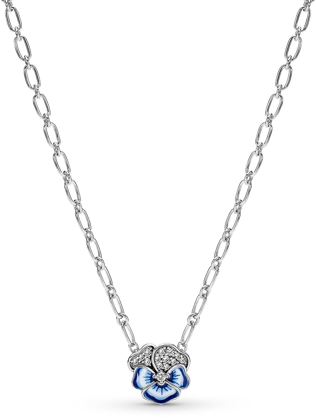 Pandora Blue Pansy Flower Pendant Necklace (390770C01)