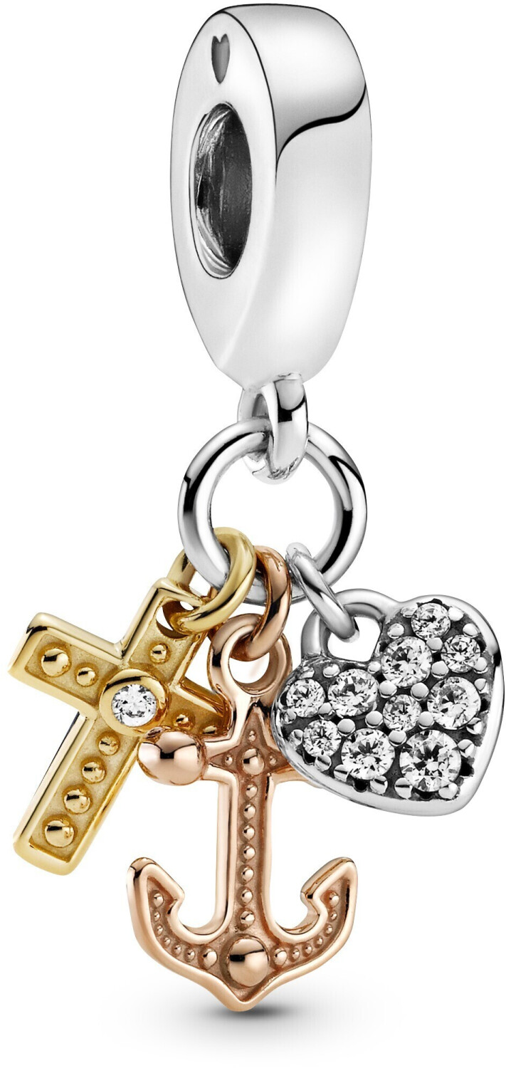 Pandora Triple-tone Cross, Heart, & Anchor Dangle Charm (799354C01)