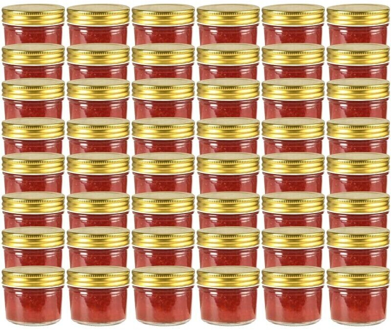 vidaXL 48 Pots à confiture avec couvercle doré (368234)