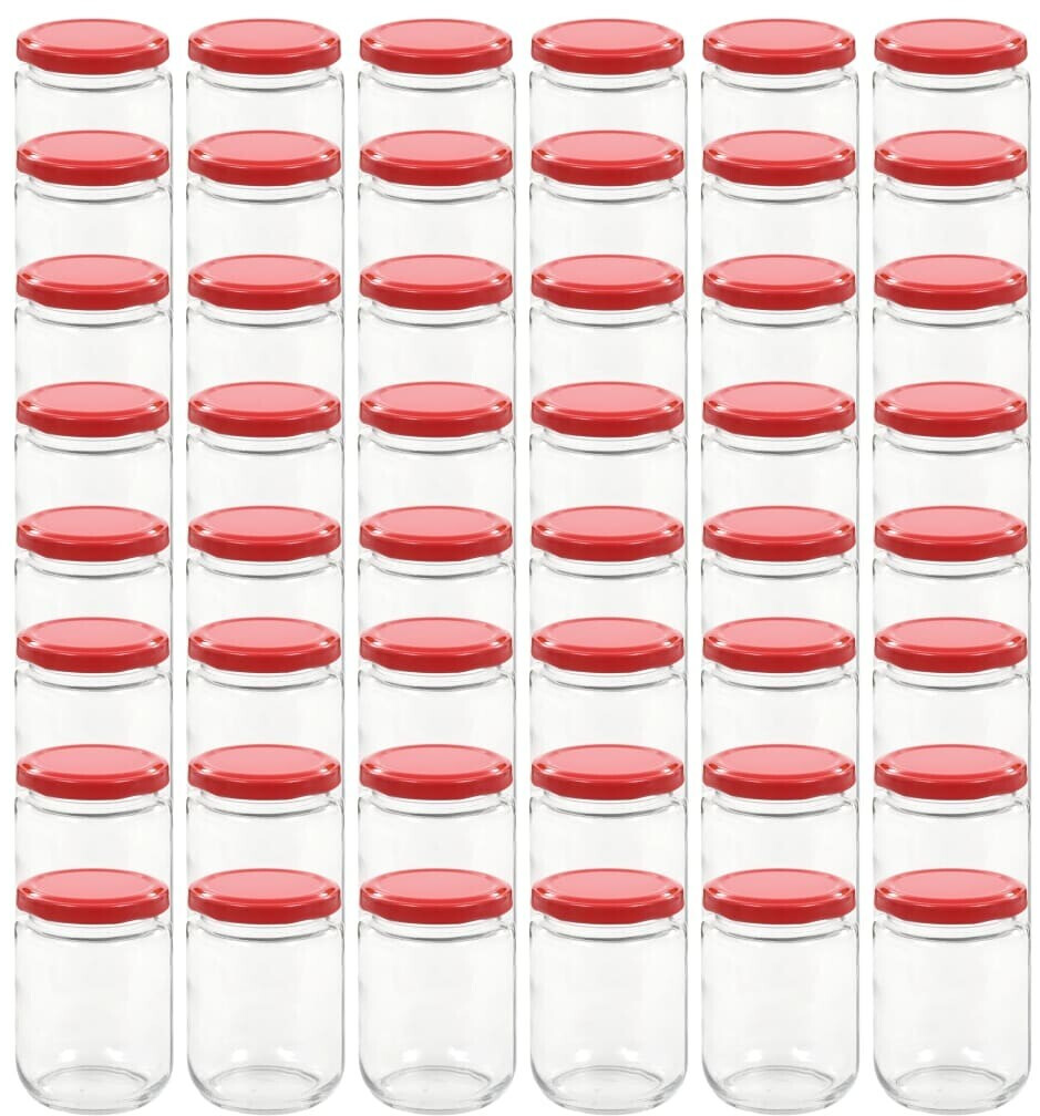 vidaXL 48 pots à confiture avec couvercle rouge (50800)