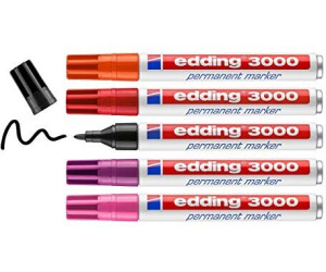 edding 3000 marcador permanente - negro, rojo, azul, verde - 4