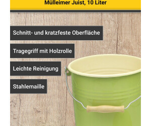 Mülleimer mit Deckel 5 Liter aus Haushaltemaille in Weiß / Karl Krüger