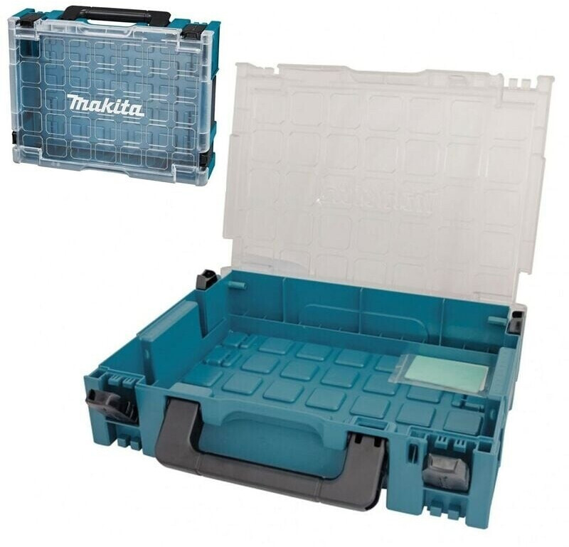 Makita MAKPAC Organizer With Inserts – Clear Lid Storage Case For Tools & Parts