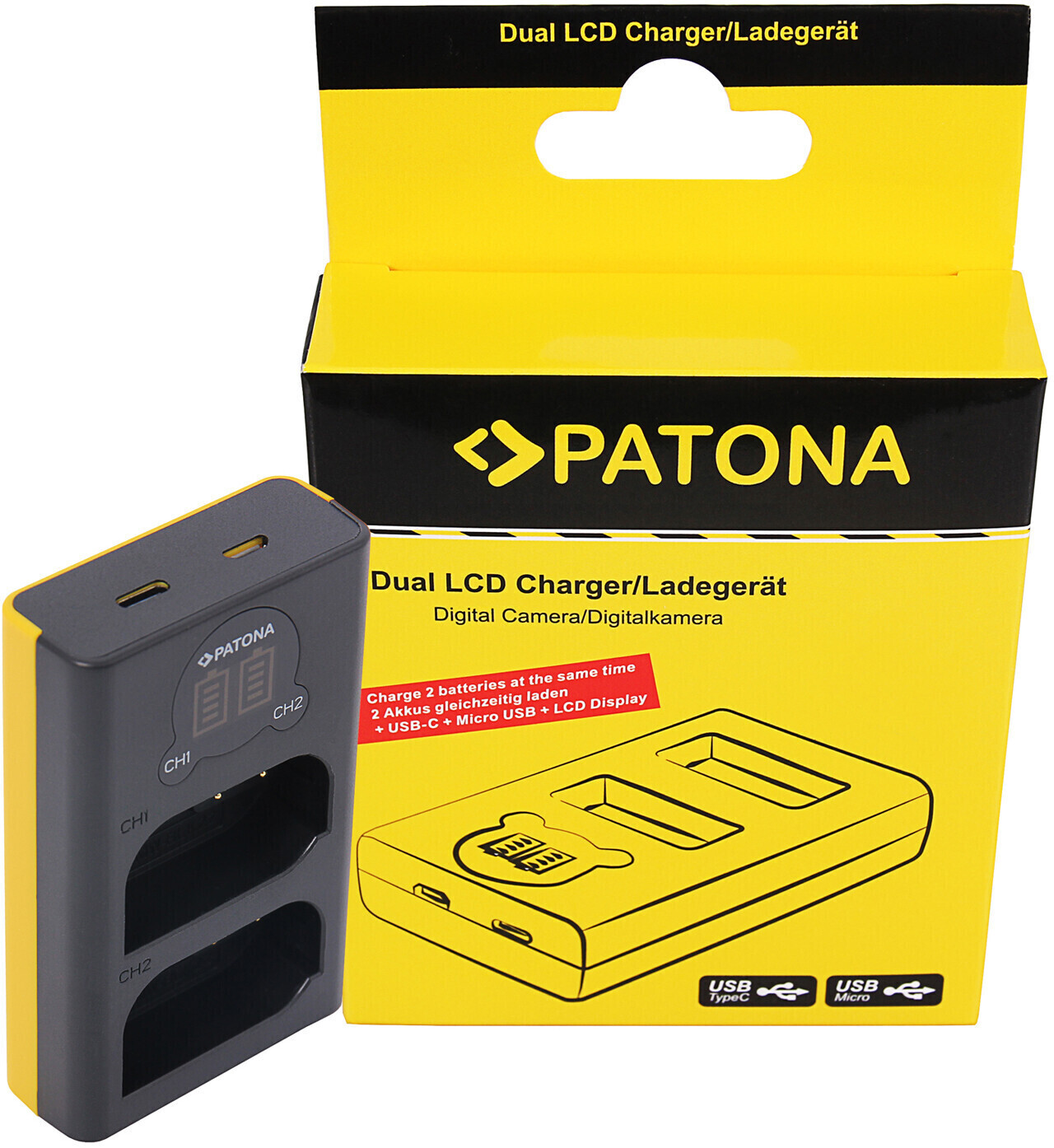 Patona Dual LCD USB Charger for Panasonic DMW-BLK22