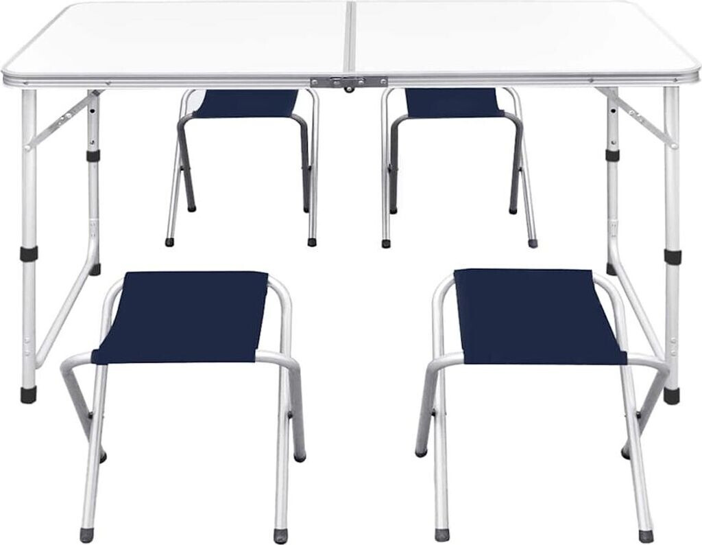 vidaXL Foldable Camping Table Set with 4 Stools
