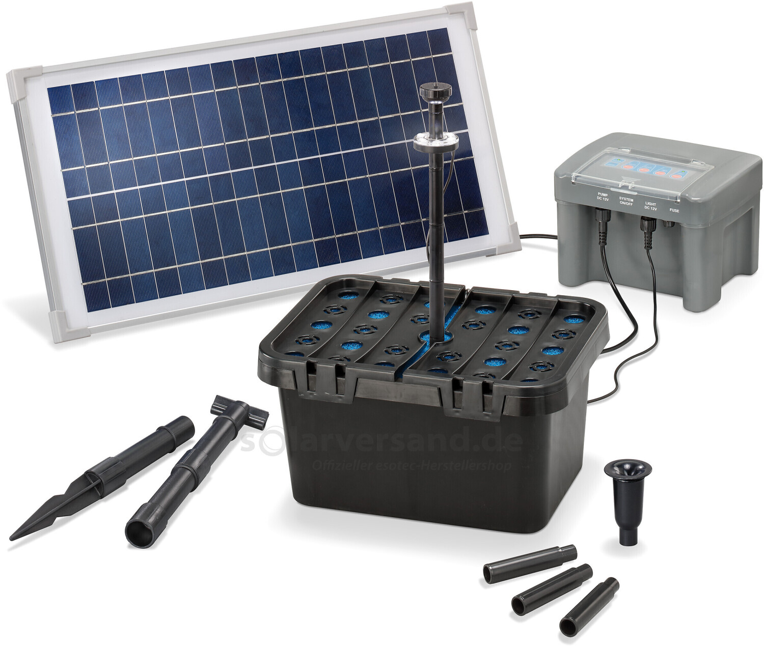 Agora-Tec® Solar Bachlauf - Pumpen - Set mit Akku und LED Licht AT