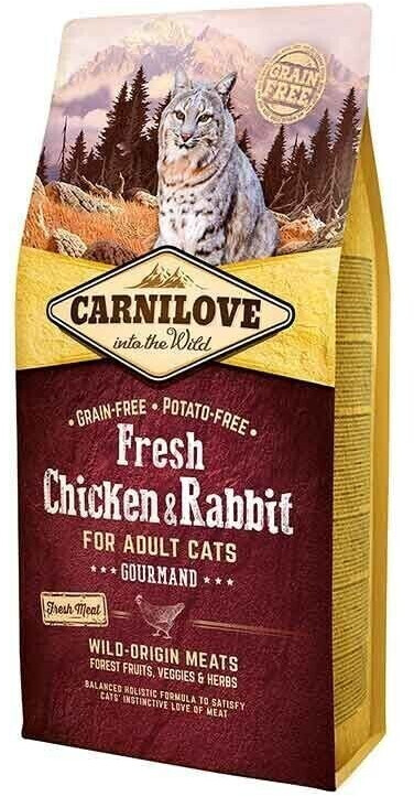 Carnilove Cat Adult Fresh Chicken & Rabbit Gourmand Dry 6kg