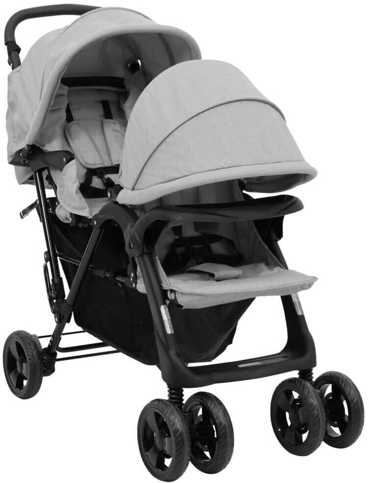 vidaXL Carrycot tandem light grey
