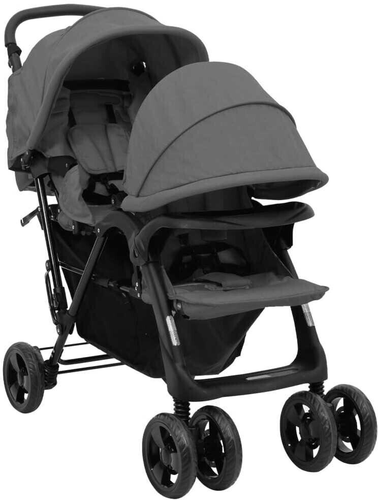 vidaXL Carrycot tandem dark grey