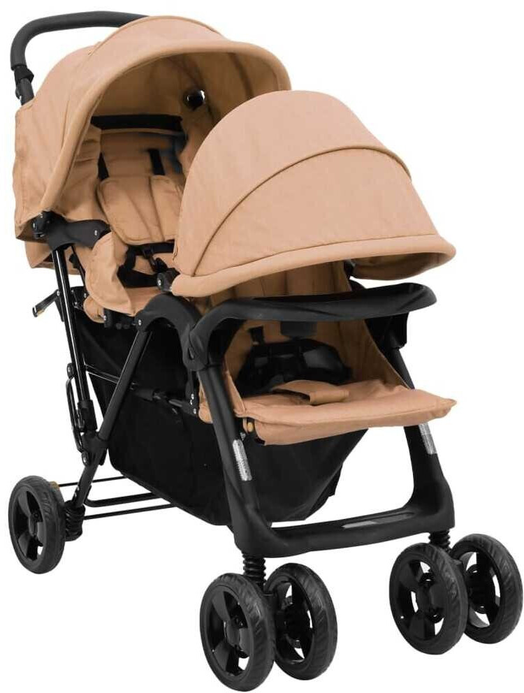 vidaXL Carrycot tandem taupe