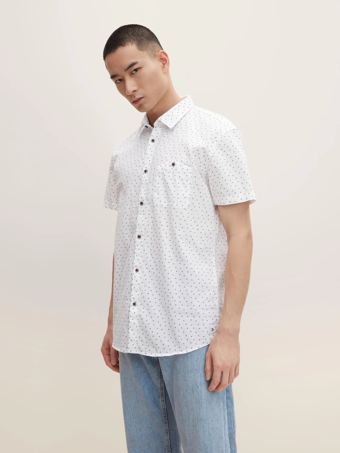 Tom Tailor Denim Slim Fit Shirt (1029840) white blue triangle print ab 9,34  € | Preisvergleich bei