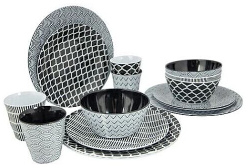 Bo-Camp Tableware Mix and Match dinnerware (16 pieces) black/white