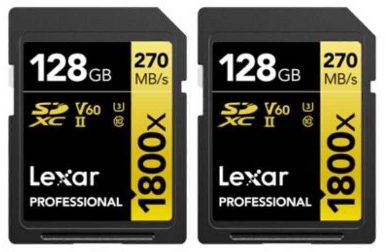 Lexar Professional SDXC Gold 128GB 1800x UHS-II V60 pack de 2 - Foto Erhardt