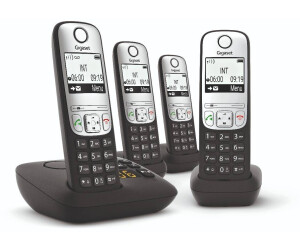 Grau Anrufblockfunktion 3 Mobilteile mit großem Display mit Hintergrundbeleuchtung sehr ablesbares Display Gigaset A695A Quattro – Schnurloses Telefon mit Anrufbeantworter 