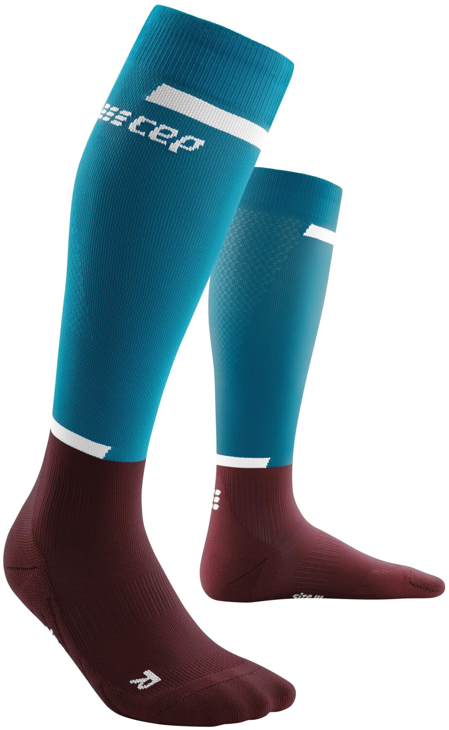 CEP The Run Socks Tall M petrol/dark red