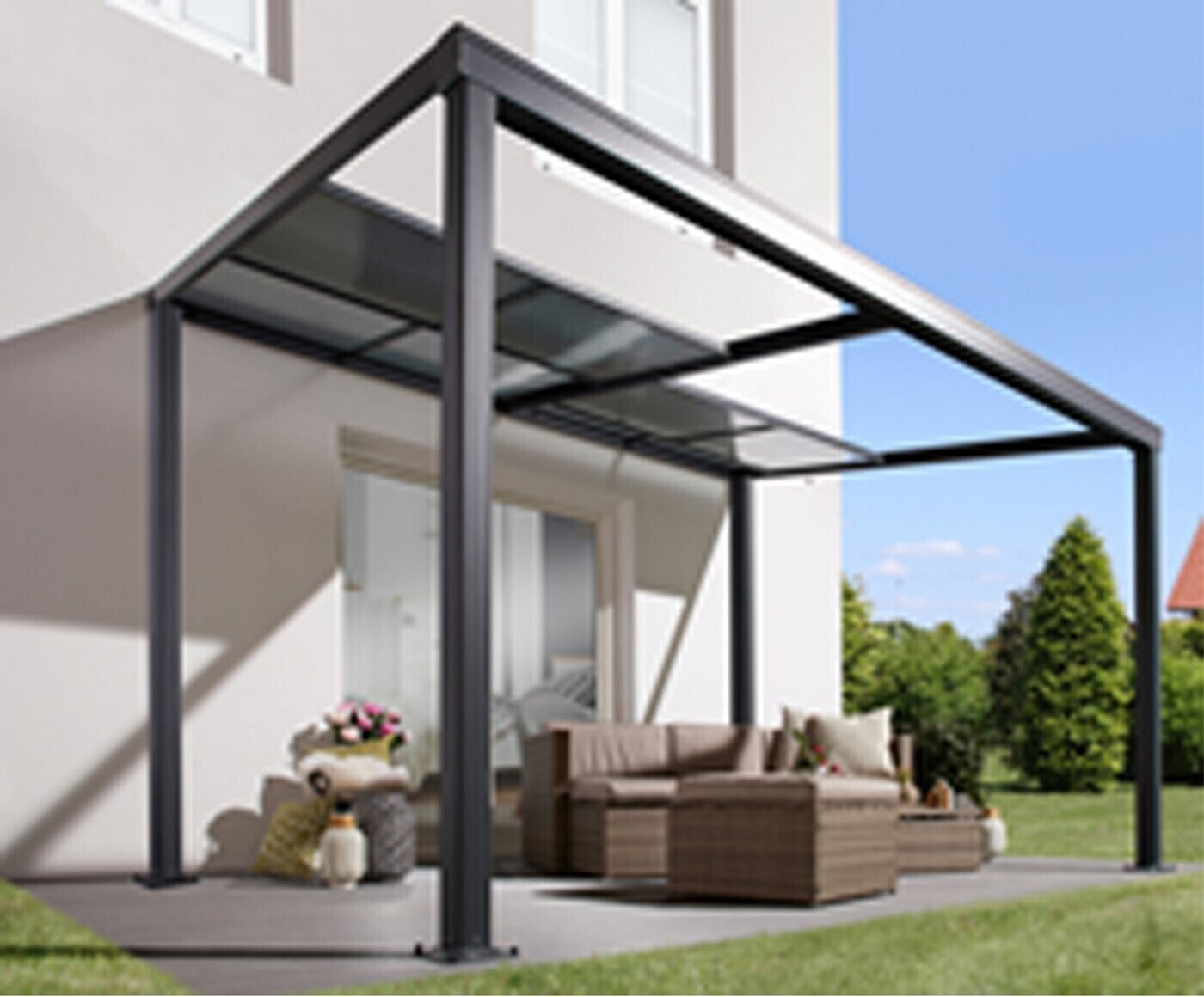  Hochwertige ALU Terrassenüberdachung/Veranda - 420 x 300 (BxT) /  Überdachung Sierra Weiß