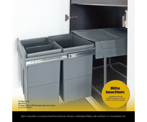 Emuca Contenedor de reciclaje para fijación inferior y extracción manual en  mueble de cocina Recycle 2x20litros